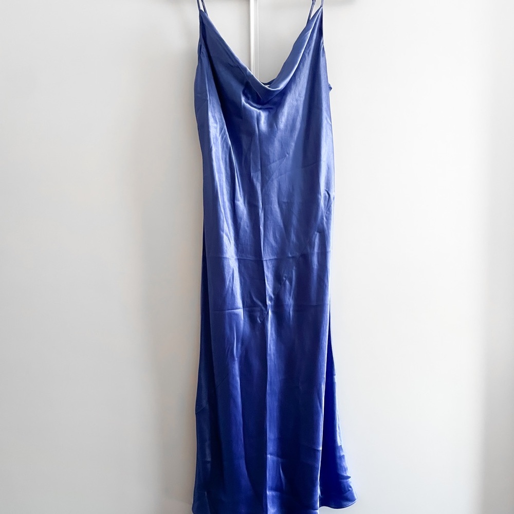 Babaton Satin Cowl Neck Slip Dress